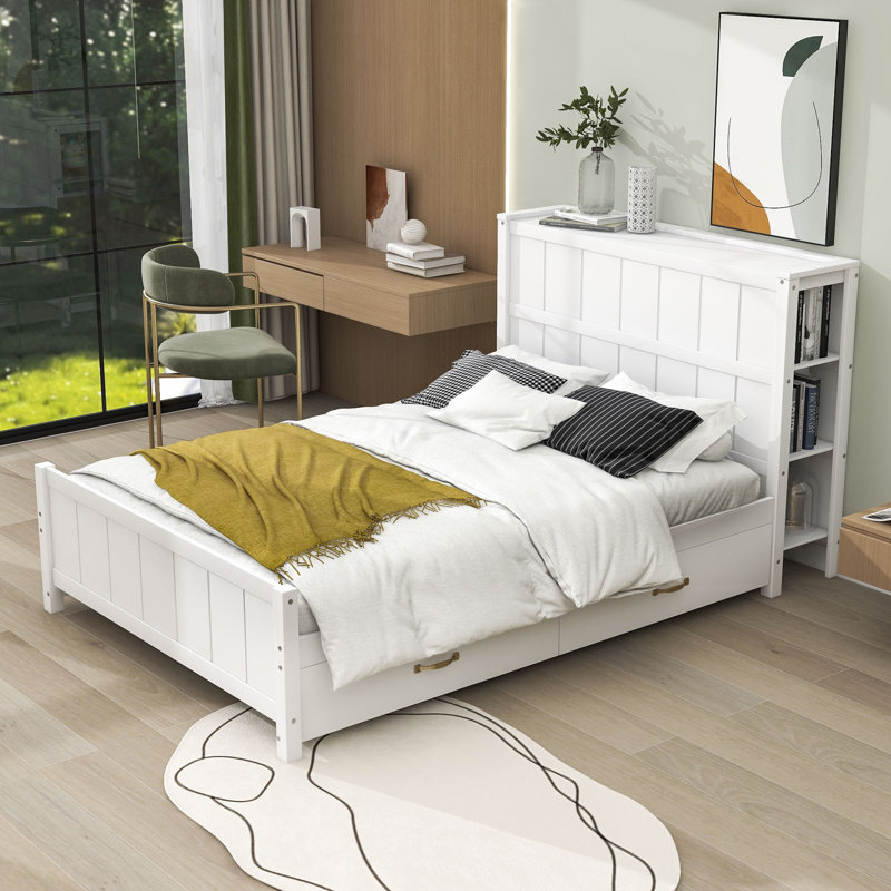 Red Barrel Studio® Dewsbury Full Size Wood Platform Bed with Drawers